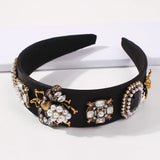 Baroque Rhinestone Crystal Headband Simulated Pearl Wide Hair Band