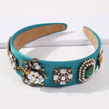 Baroque Rhinestone Crystal Headband Simulated Pearl Wide Hair Band