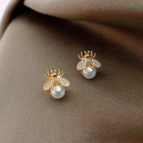 Bee Pearl Earrings Romantic Wedding Jewelry