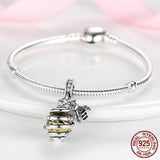Bee Pendant 925 Sliver Honeycomb Bee Dangle Charm Pendant