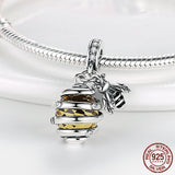 Bee Pendant 925 Sliver Honeycomb Bee Dangle Charm Pendant