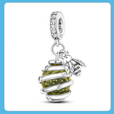 Bee Pendant 925 Sliver Honeycomb Bee Dangle Charm Pendant