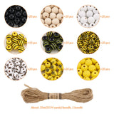 Bee Wood Beads Craft with Jute Cord for DIY Bracelet Keychain 160Pcs