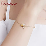 Bee Bracelets Women 925 Silver Oval Zircon Gold Charm Bracelet