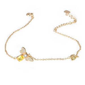 Bee Bracelets Women 925 Silver Oval Zircon Gold Charm Bracelet