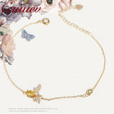 Bee Bracelets Women 925 Silver Oval Zircon Gold Charm Bracelet