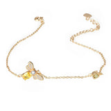 Bee Bracelets Women 925 Silver Oval Zircon Gold Charm Bracelet