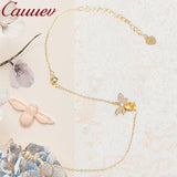 Bee Bracelets Women 925 Silver Oval Zircon Gold Charm Bracelet