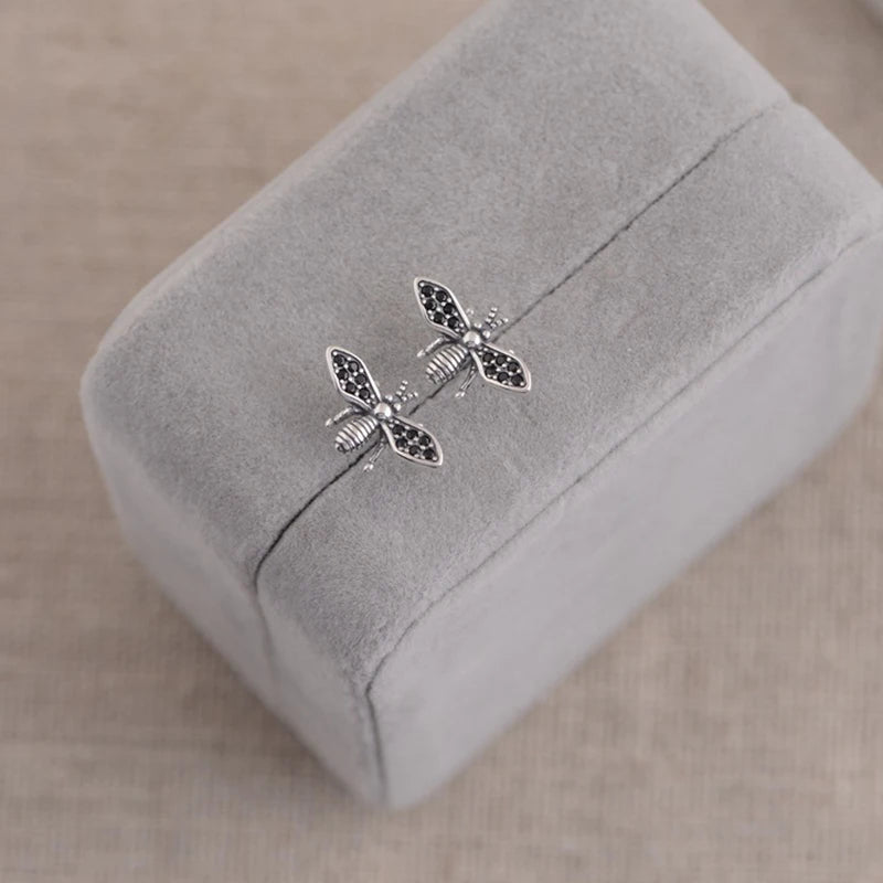 Vintage Bees Stud Earrings 925 for Women and Girls