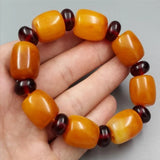 Amber Bracelet Chicken Oil Yellow Barrel Bead Beeswax Necklace