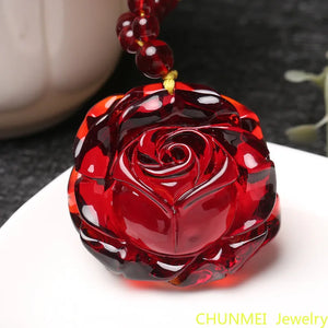 Beeswax Pendant Chicken Blood Amber Necklace Retro Sweater Chain