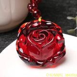 Beeswax Pendant Chicken Blood Amber Necklace Retro Sweater Chain