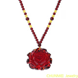 Beeswax Pendant Chicken Blood Amber Necklace Retro Sweater Chain