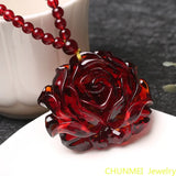 Beeswax Pendant Chicken Blood Amber Necklace Retro Sweater Chain