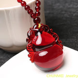 Beeswax Pendant Chicken Blood Amber Necklace Retro Sweater Chain