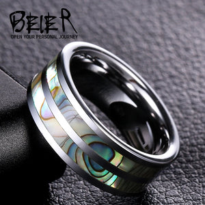 Beier 8mm Tungsten Ring Shell Mosaic Unisex W007