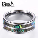 Beier 8mm Tungsten Ring Shell Mosaic Unisex W007