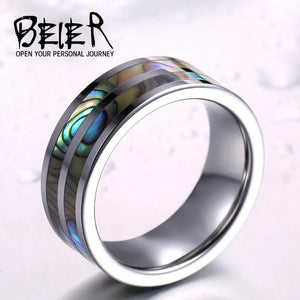 Beier 8mm Tungsten Ring Shell Mosaic Unisex W007