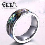 Beier 8mm Tungsten Ring Shell Mosaic Unisex W007