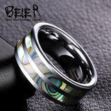 Beier 8mm Tungsten Ring Shell Mosaic Unisex W007
