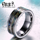 Beier 8mm Tungsten Ring Shell Mosaic Unisex W007