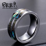 Beier 8mm Tungsten Ring Shell Mosaic Unisex W007