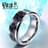 Beier 100% Real Tungsten Carbon Fiber Inlay Tungsten Carbide Ring US7-13 W053