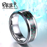 Beier 100% Real Tungsten Carbon Fiber Inlay Tungsten Carbide Ring US7-13 W053