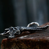 316L Stainless Steel Skull Satan Sheep Horns Pendant Necklace
