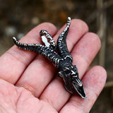 316L Stainless Steel Skull Satan Sheep Horns Pendant Necklace