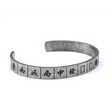 316L Stainless Steel Chinese Mahjong Thirteen Ancient Men's Open Bracelet