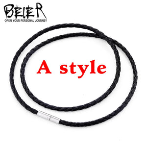 Beier 316L Stainless Silicone Leather Necklace Jewelry