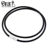 Beier 316L Stainless Silicone Leather Necklace Jewelry