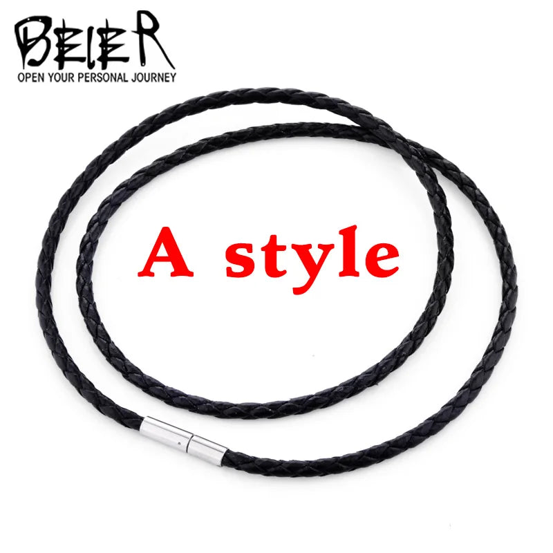 Beier 316L Stainless Silicone Leather Necklace Jewelry