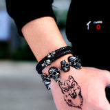 Beier 316L Stainless Steel Skull Men's Bracelet Punk Retro Jewelry