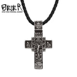 Beier Crucifix Catholic Stainless Steel Pendant Necklace