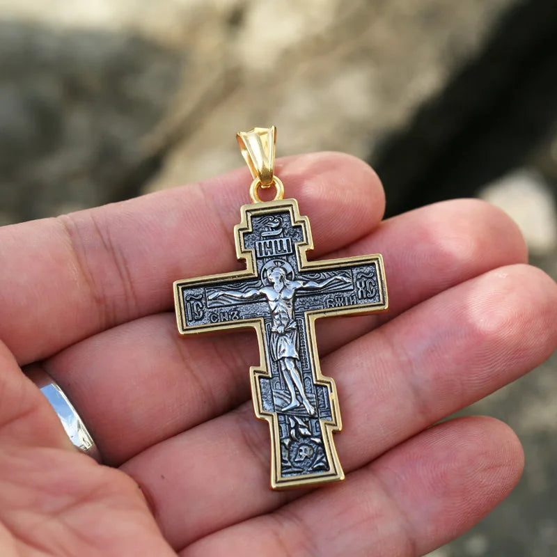 Beier Stainless Steel Jesus Cross Orthodox Pendant Necklace