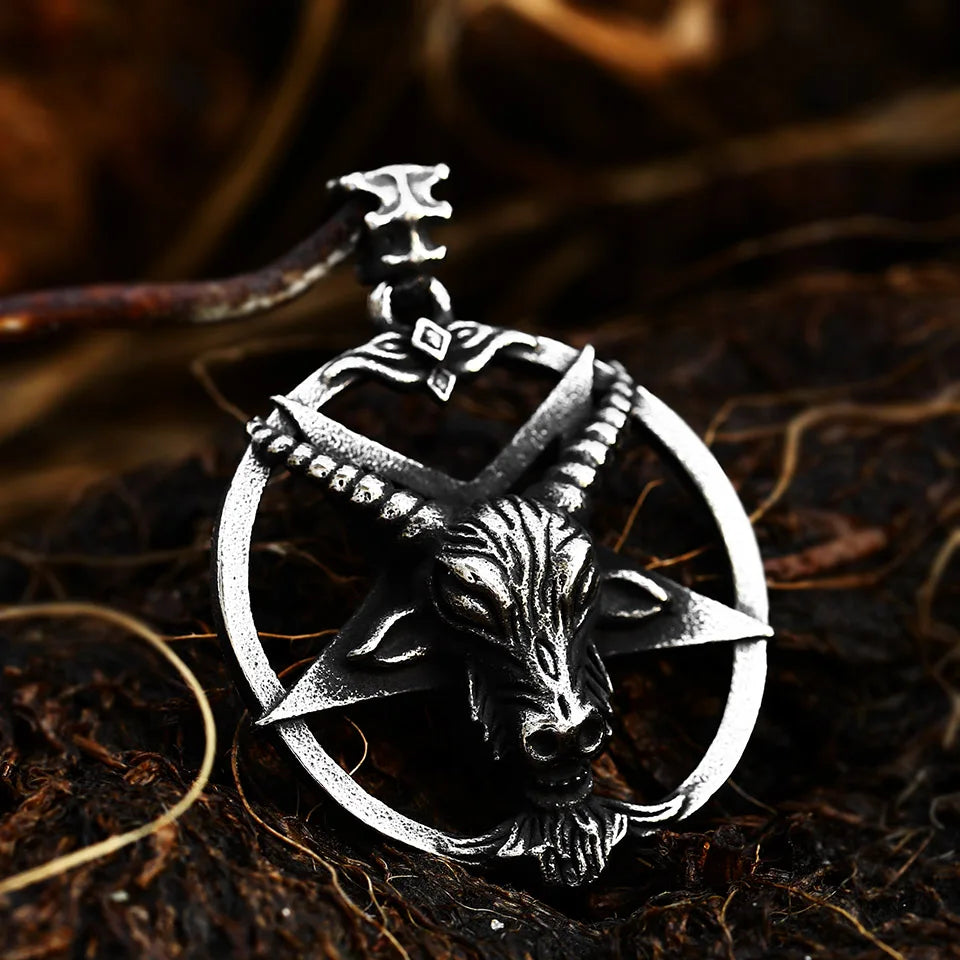 316L Stainless Steel Satan Pendant Vintage Mythology Animal Round Pendant