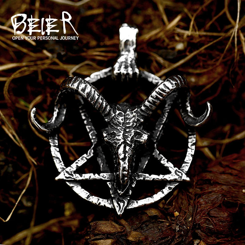 316L Stainless Steel Satan Pendant Vintage Mythology Animal Round Pendant
