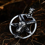 316L Stainless Steel Satan Pendant Vintage Mythology Animal Round Pendant