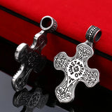 Beier Stainless Steel Cross Flower Gem Pendant Chain Necklace Men Jewelry