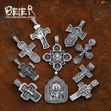 Beier Men's Stainless Steel Jesus Cross Necklace