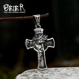 Beier Men's Stainless Steel Jesus Cross Necklace