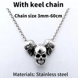Beier Punk Skull Biker Stainless Steel Pendant Necklace