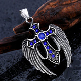 316L Stainless Steel Wing Cross Pendant Necklace Chain Unisex Jewelry