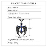 316L Stainless Steel Wing Cross Pendant Necklace Chain Unisex Jewelry