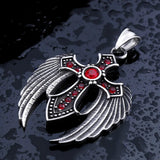 316L Stainless Steel Wing Cross Pendant Necklace Chain Unisex Jewelry