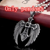 316L Stainless Steel Wing Cross Pendant Necklace Chain Unisex Jewelry