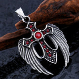 316L Stainless Steel Wing Cross Pendant Necklace Chain Unisex Jewelry