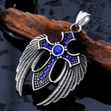 316L Stainless Steel Wing Cross Pendant Necklace Chain Unisex Jewelry